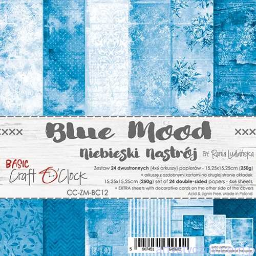 Zestaw papierów do scrapbookingu Craft o'Clock - Basic 12 - Blue Mood - 15x15cm CC-ZM-BC12