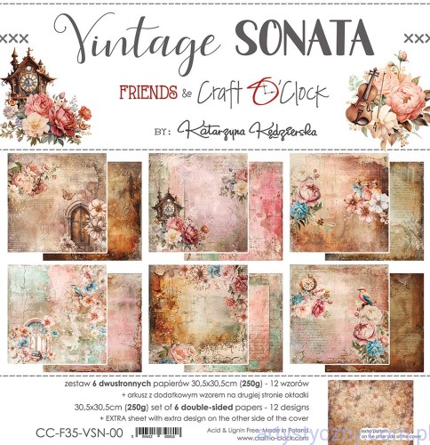 Zestaw papierów do scrapbookingu Craft o'Clock - Vintage Sonata - 30x30cm CC-F35-VSN-00