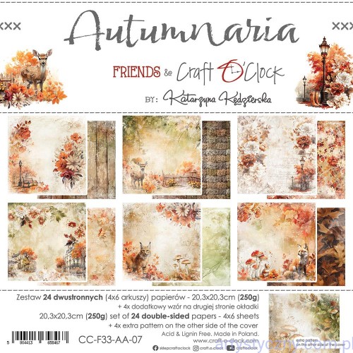 CC-F33-AA-07 Zestaw papierów do scrapbookingu Craft o'Clock - Autumnaria - 6ark - 20x20cm