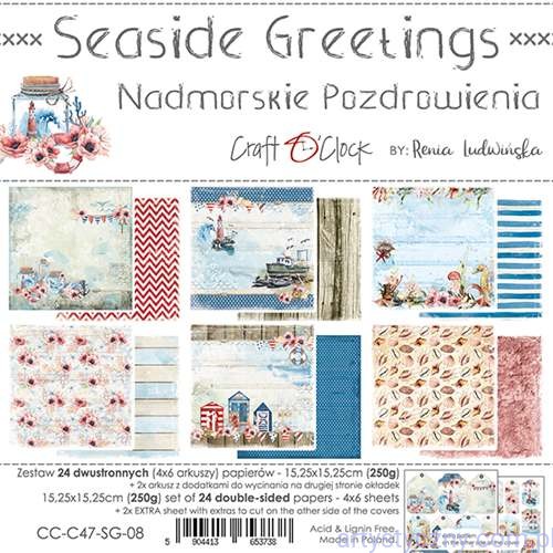 Zestaw papierów do scrapbookingu Craft o'Clock - Seaside Greetings - 15x15cm