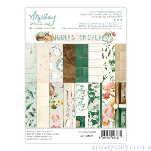 Zestaw papierów do scrapbookingu Mintay - Nana's Kitchen - 15x20cm MT-NAN-11