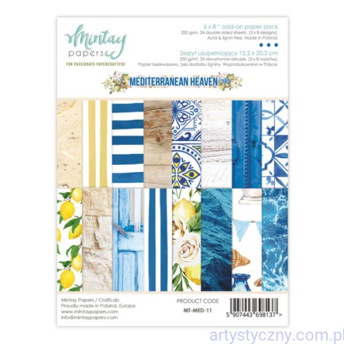 Zestaw papierów do scrapbookingu Mintay - Mediterranean Heaven - 15x20cm MT-MED-11