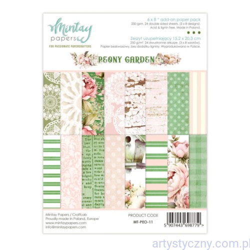 Zestaw papierów do scrapbookingu Mintay - Peony Garden - 15x20cm  MT-PEO-11