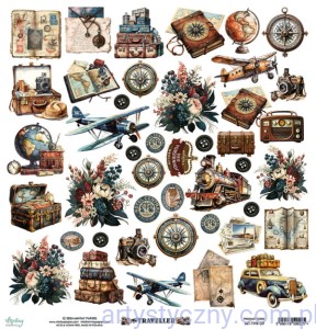 Papier do scrapbookingu Mintay z elementami do wycięcia - Traveller 09