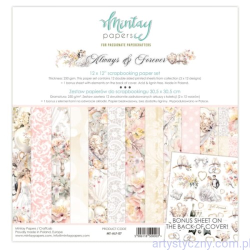 Zestaw papierów do scrapbookingu Mintay - Always and Forever - 30x30cm  MT-ALF-07
