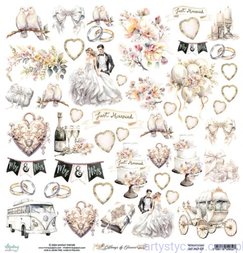 Papier Mintay z elementami do wycinania - Always and Forever - 30x30cm MT-ALF-09
