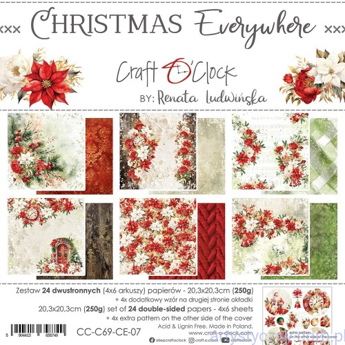 Zestaw papierów do scrapbookingu Craft o'Clock - Christmas Everywhere - 6ark - 20x20cm  CC-C69-CE-07