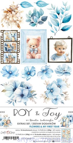 CC-C66-BT-11 Dodatki do wycinania – Flowers & My First Year – Boy and Toy - 9ark - Craft o'Clock