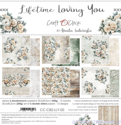 CC-C82-LLY-00 Zestaw papierów do scrapbookingu Craft o'Clock - Lifetime Loving You - 30x30cm