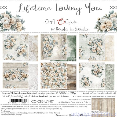 CC-C82-LLY-07 Zestaw papierów do scrapbookingu Craft o'Clock - Lifetime Loving You  - 6ark - 20x20cm