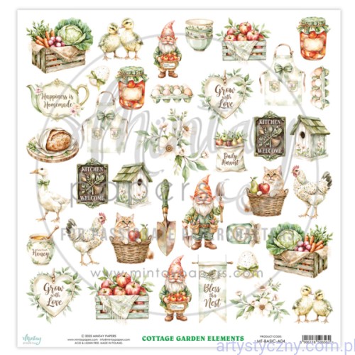 MT-BASIC-A04 Papier Mintay z elementami do wycinania - Cottage Garden - 30x30cm na Wielkanoc