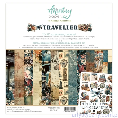 Zestaw papierów do scrapbookingu Mintay - Traveller - 30x30cm MT-TVR-07