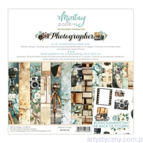 Zestaw papierów do scrapbookingu Mintay - Photographer - 20x20cm MT-PHO-08