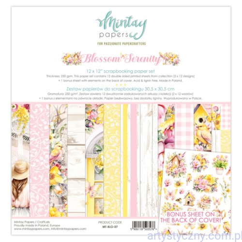 MT-BLO-07 Zestaw papierów do scrapbookingu 30x30cm - Mintay - Blossom Serenity - 7ark
