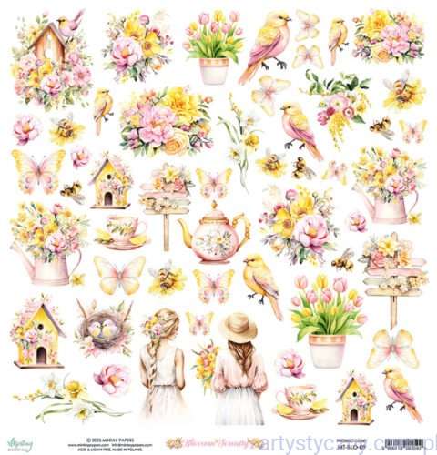 MT-BLO-09 Papier do scrapbookingu Mintay - Blossom Serenity - dodatki do wycięcia