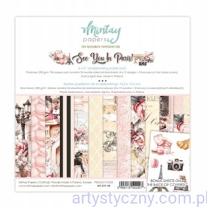 Zestaw papierów do scrapbookingu Mintay - See You In Paris - 15x15cm