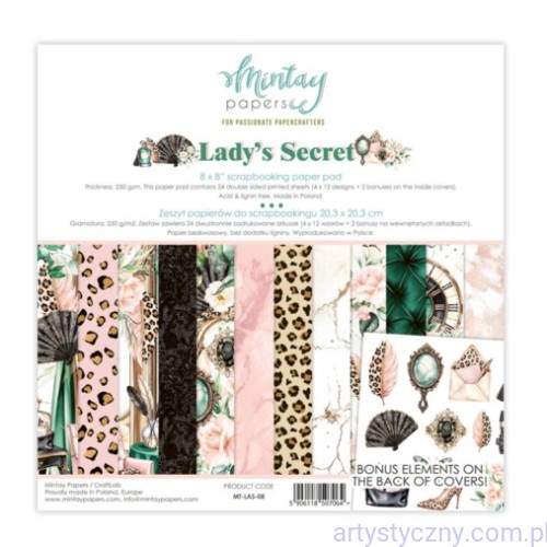 Zestaw papierów do scrapbookingu Mintay - Lady's Secret - 20x20cm MT-LAS-08