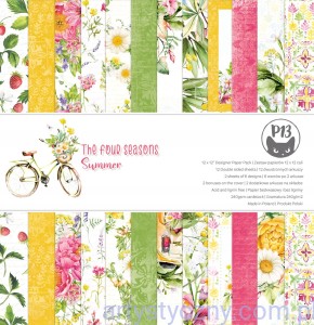 Zestaw papierów do scrapbookingu P13 SUMMER 30x30cm kwiaty kwiatowe - 4ark