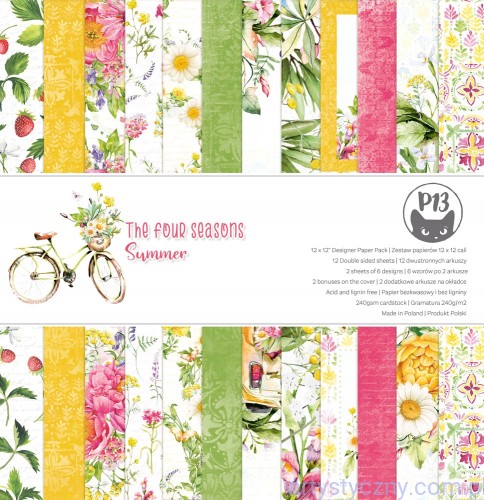 Zestaw papierów do scrapbookingu P13 SUMMER 30x30cm kwiaty kwiatowe - 4ark