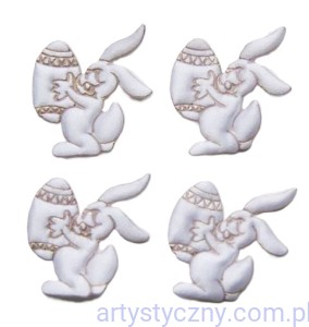 Aplikacje Zajączek Wielkanocny ze Złotym Brzegiem - 10 sztuk