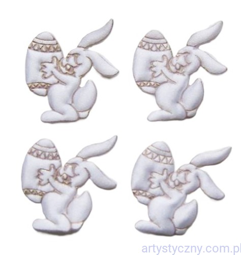 Aplikacje Zajączek Wielkanocny ze Złotym Brzegiem - 10 sztuk