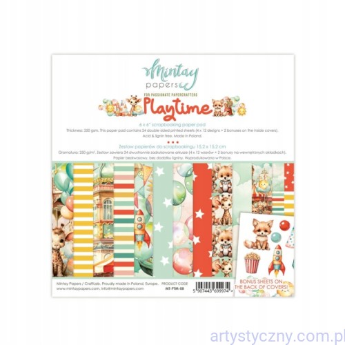 Zestaw papierów do scrapbookingu Mintay - Playtime - 15x15cm MT-PTM-08