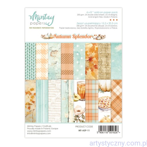 MT-ASP-11 Zestaw papierów do scrapbookingu Mintay - Autumn Splendor - 15x20cm