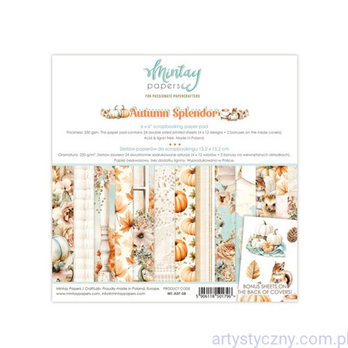 MT-ASP-08  Zestaw papierów do scrapbookingu Mintay - Autumn Splendor - 15x15cm