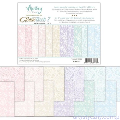 Papier do scrapbookingu Mintay - stylowe tła - Basic Book Lace MT-BKG-07
