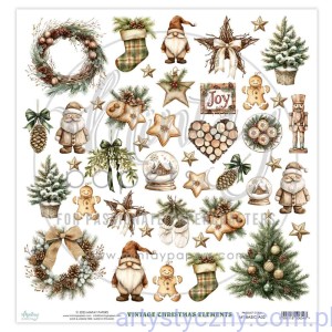Papier Mintay z elementami do wycinania - Vintage Christmas Elements 30x30cm