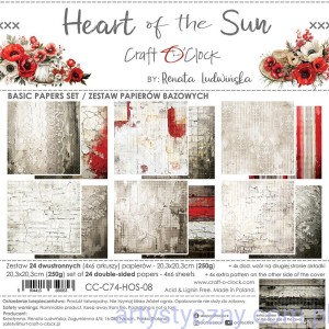 Zestaw papierów Bazowych do scrapbookingu Craft o'Clock - Heart of the Sun - 6ark - 20x20cm
