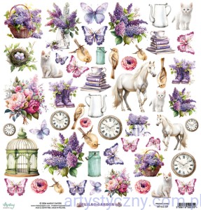 Papier do scrapbookingu Mintay z elementami do wycinania Lilac Garden 