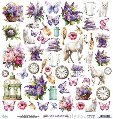 MT-LIL-09 Papier do scrapbookingu Mintay z elementami do wycinania Lilac Garden
