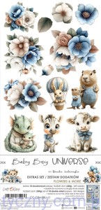 Dodatki do wycinania – Flowers & More Baby Boy Universe - 10ark - Craft o'Clock