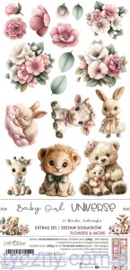 Dodatki do wycinania – Flowers & More - Baby Girl Universe - 10ark - Craft o'Clock 