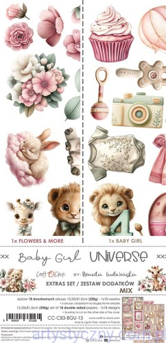 CC-C83-BGU-13-Dodatki do wycinania – Mix – Baby Girl Universe - Craft o'Clock