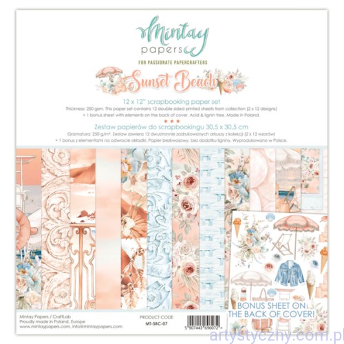 MT-SBC-07-Zestaw papierów do scrapbookingu 30x30cm - Mintay - Sunset Beach - 7ark