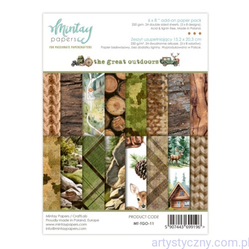 MT-TGO-11-Zestaw papierów do scrapbookingu Mintay - The great outdoors - 15x20cm
