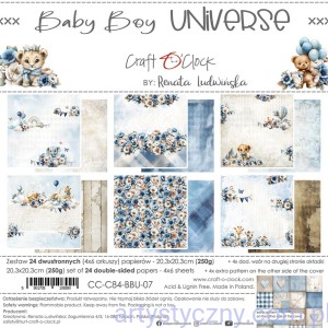 Zestaw papierów do scrapbookingu Craft o'Clock - Baby Boy Universe - 20x20cm - 6ark 