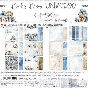 Zestaw papierów do scrapbookingu Craft o'Clock - Mix Baby Boy Universe - 20x20cm - 12ark