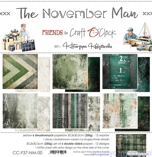 CC-F37-NM-00-Zestaw papierów do scrapbookingu Craft o'Clock - The November Man - 30x30cm