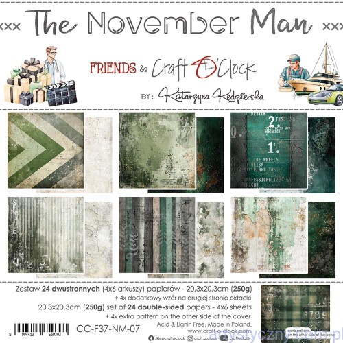 CC-F37-NM-07-Zestaw papierów do scrapbookingu Craft o'Clock - The November Man - 6ark - 20x20cm