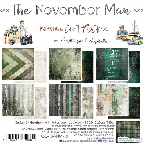 Zestaw papierów do scrapbookingu Craft o'Clock - The November Man - 15x15cm