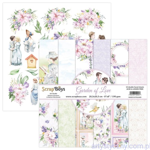 Zestaw papierów do scrapbookingu ScrapBoys - Garden of Love  - 20x20cm
