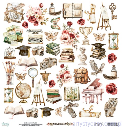 MT-ACA-09-Papier do scrapbookingu do wycinania Mintay - Academia - dodatki do wycięcia