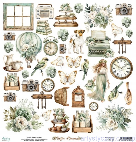 Mintay-Rustic-Charms-arkusz-do-wycinania-Marka-Mintay-Papier do scrapbookingu do wycinania Mintay - Rustic Charms - dodatki do wycięcia