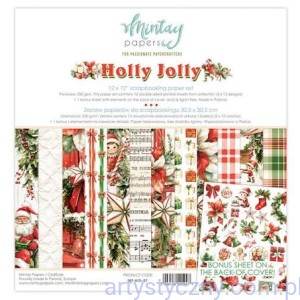Zestaw papierów do scrapbookingu Mintay - Holly Jolly - 4 arkusze - 30x30cm