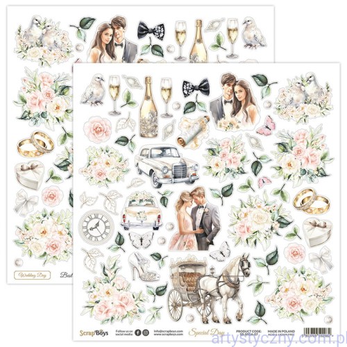 SB-SPDA-07-Arkusz dwustronnych elementów do wycinania Special Day 30x30cm ScrapBoys