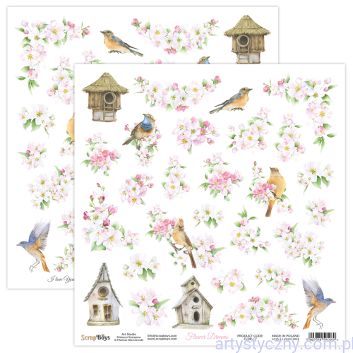 Arkusz dwustronnych elementów do wycinania Flower Dreams 30x30cm ScrapBoys  FLDR-07
