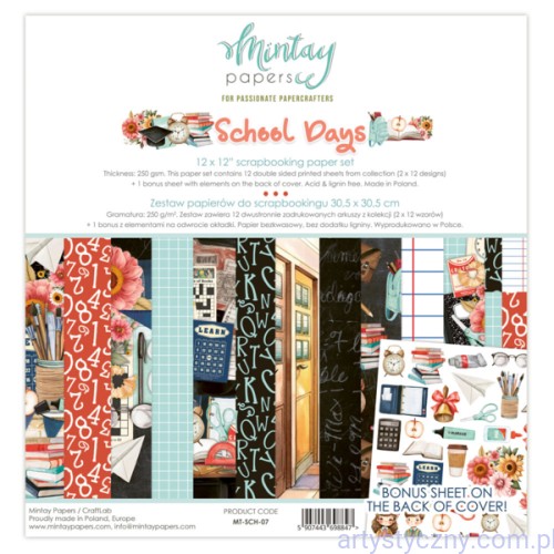 Zestaw papierów do scrapbookingu Mintay - School Days - 15x15cm MT-SCH-08